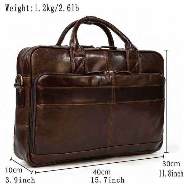 Men’s Genuine Leather Briefcase 14″ Laptop Messenger Bag