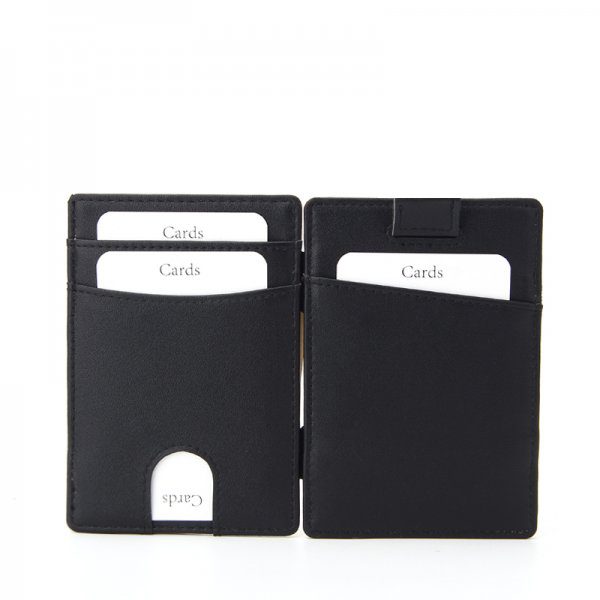 Compact Vegan Leather Minimalist Mens Slim RFID Flip Magic Wallet