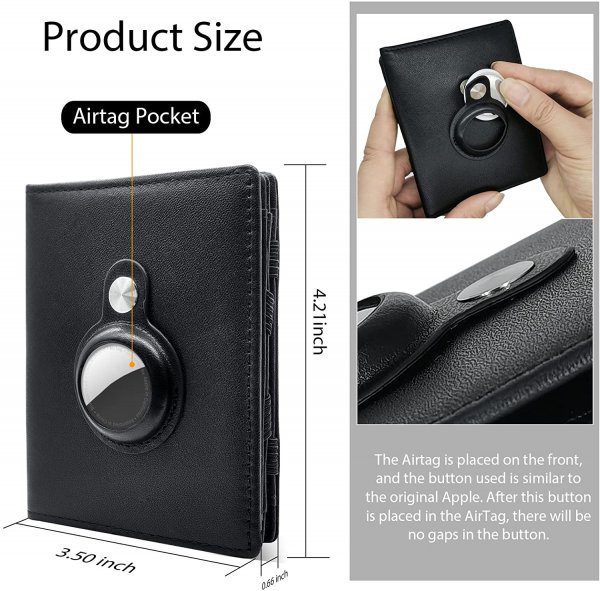 Men’s Genuine Leather RFID Protection Smart Air Tag Magic Wallet