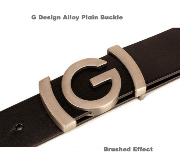 Luxury G Plain Buckle Design Brown Original Cowhide Leather Belt