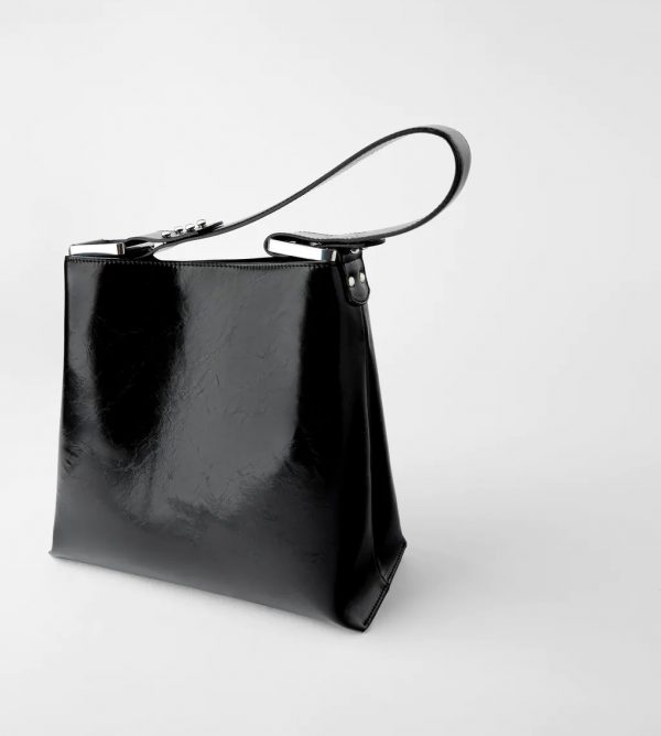Black crackled rock bucket bag wholesale