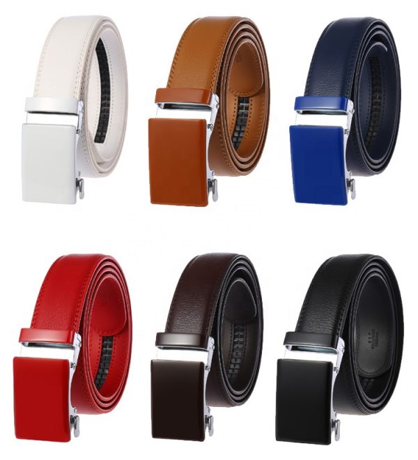 Men Unisex Genuine Ratchet Colorful Leather Belt