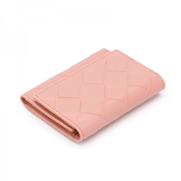 Multifunctional Pink PU Leather Ladies Trifold Wallet