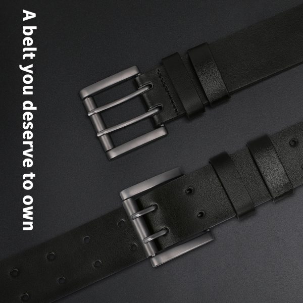 Men’s Leather Designer Double Eyelet Buckle Belt