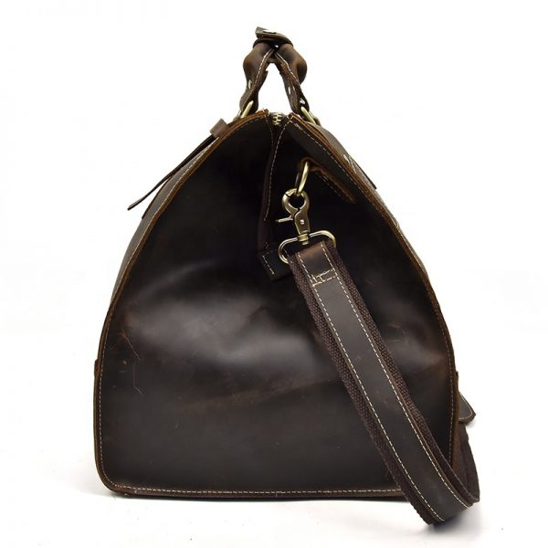 Men Crazy Horse Leather Travel Duffle Bag For Weekender