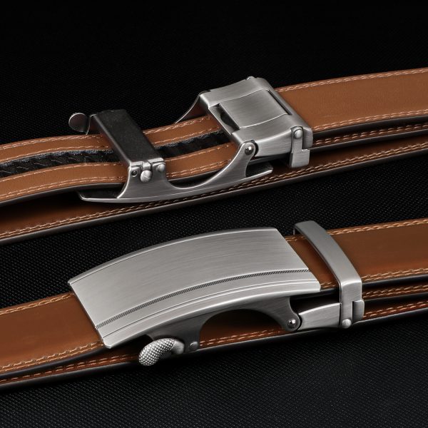 Genuine Leather Belt for Pants Jeans with Alloy Automatic Buckle