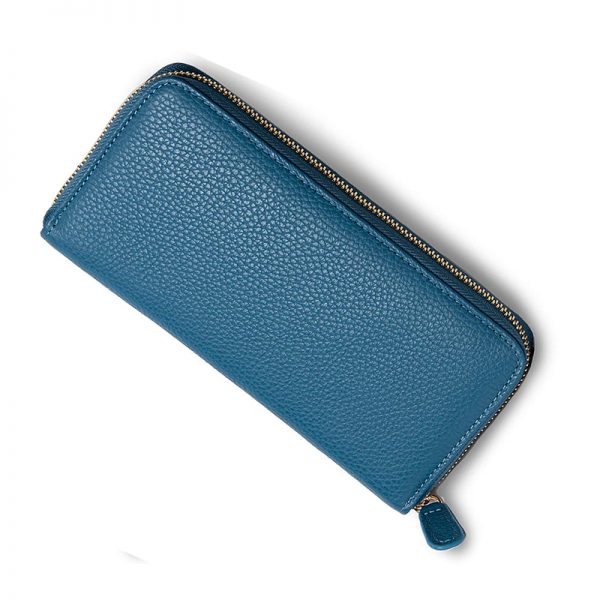 Comfortable genuine leather long wallet with rfid card holder
