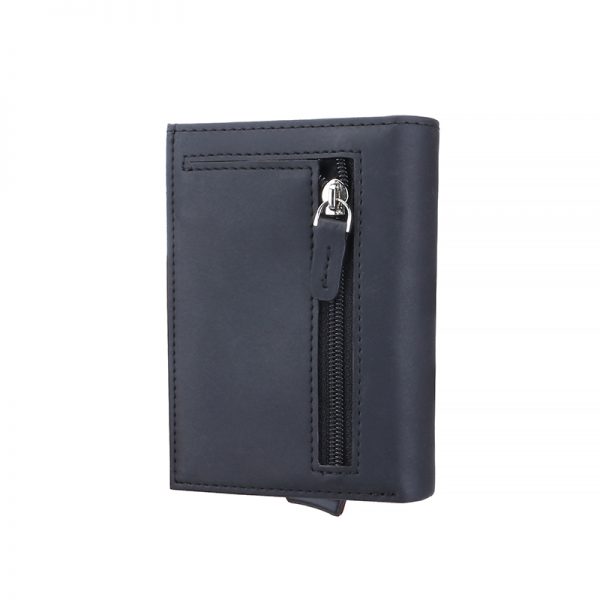 Zip Pocket Leather Wallet With Aluminum Metal For Men