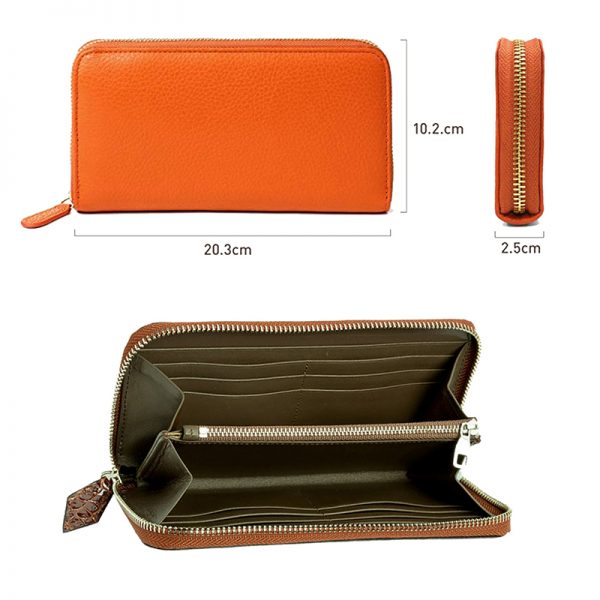 Comfortable genuine leather long wallet with rfid card holder