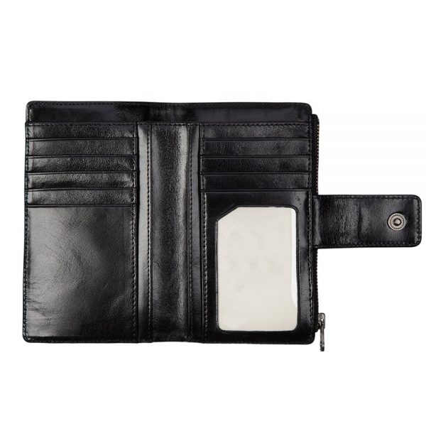 Women Zipper Genuine Vegetable Tanned Leather Wallet