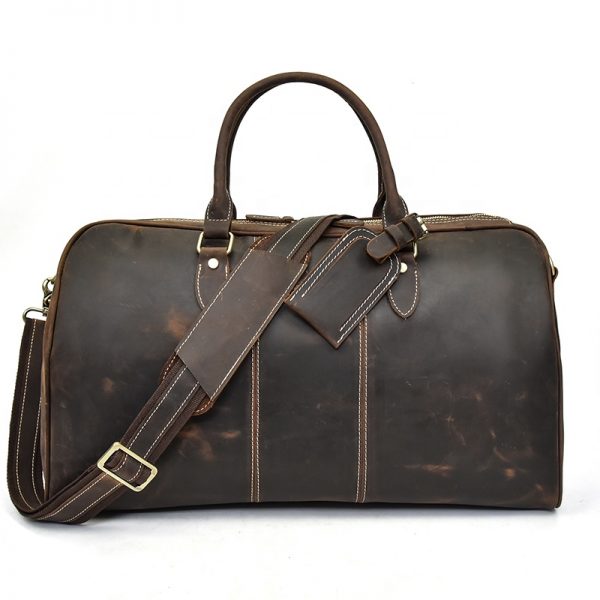 Crazy Horse Leather Gym Duffle Bag For Outdoor