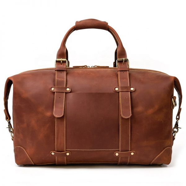 Brown Crazy Horse Leather Travel Bag For Weekender