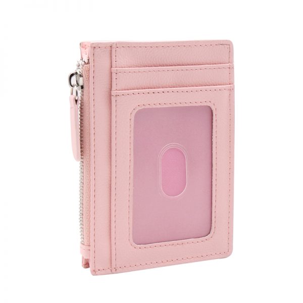 Custom vegan leather pink wallet for women