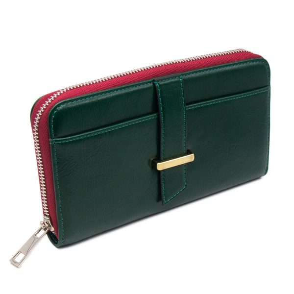 Green New Color RFID Blocking Zipper Wallet for Women