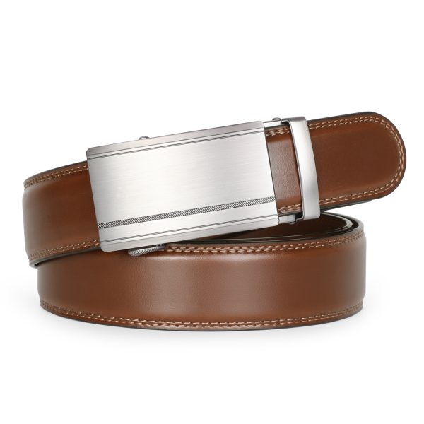 Genuine Leather Belt for Pants Jeans with Alloy Automatic Buckle