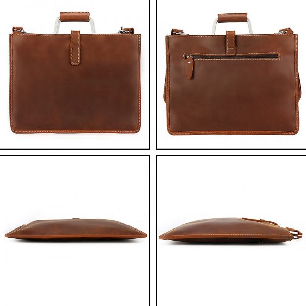 Men Crazy Horse Leather Business Bag Briefcase