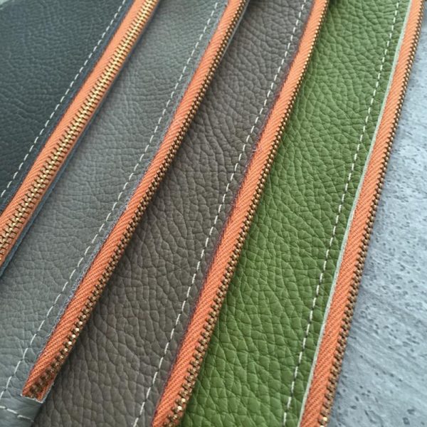 Minimal modern leather zipper card holder for women