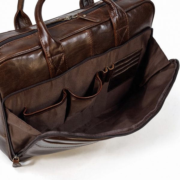 Men’s Genuine Leather Briefcase 14″ Laptop Messenger Bag