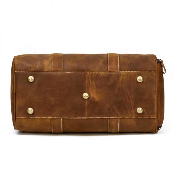 Brown Crazy Horse Leather Gym Duffle Bag