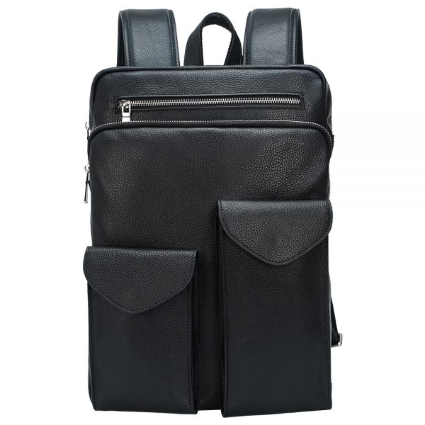 New Arrival Custom Logo Black Male Genuine Leather Backpack