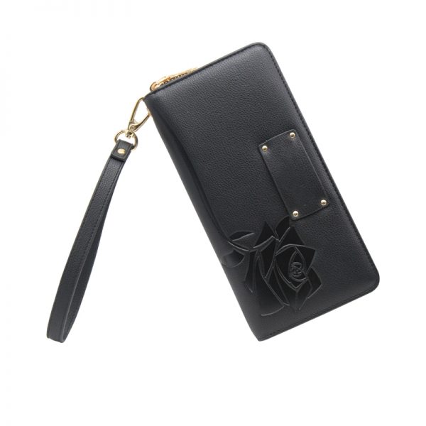 Long wallet debossed logo leather woman wallet