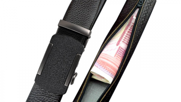 Security Waist Ratchet Hidden Pocket Leather Travel Money Belt