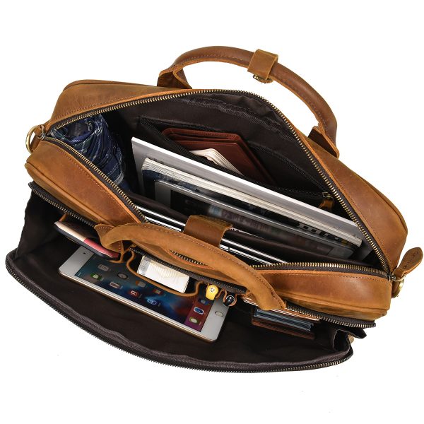Men Genuine Leather Business Bags For 14 Inch Laptop