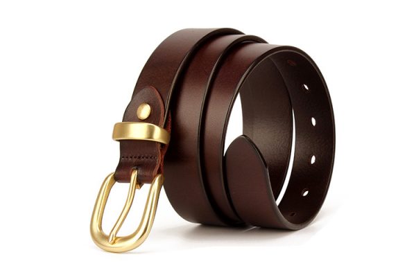 29mm Italian Cow Leather Waist Belt with Brass Buckle