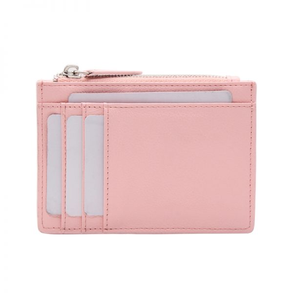 Custom vegan leather pink wallet for women