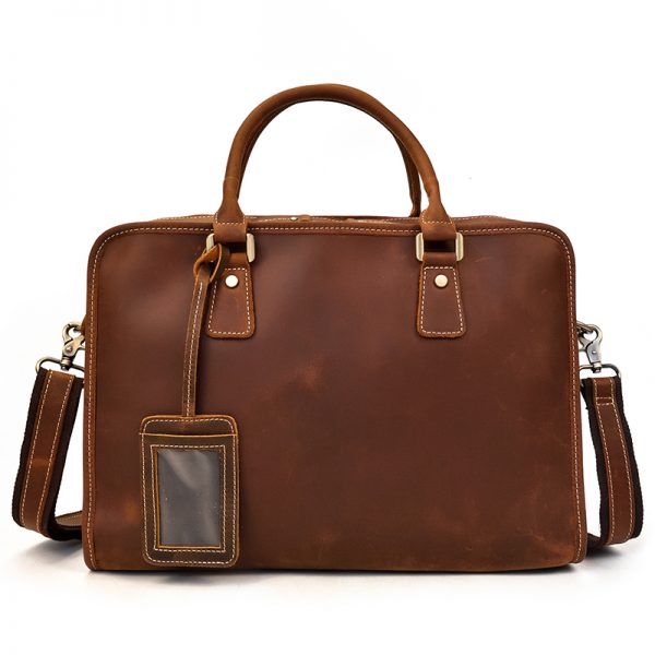 Men’s Crazy Horse Leather Handbag Luxury Shoulder Bag