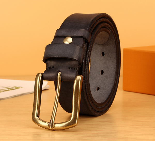 100% Pure Cowhide Genuine Leather Prong Causal Men Jeans Belt