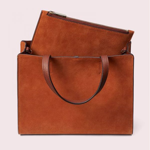 Custom 100% genuine suede real leather tote bag