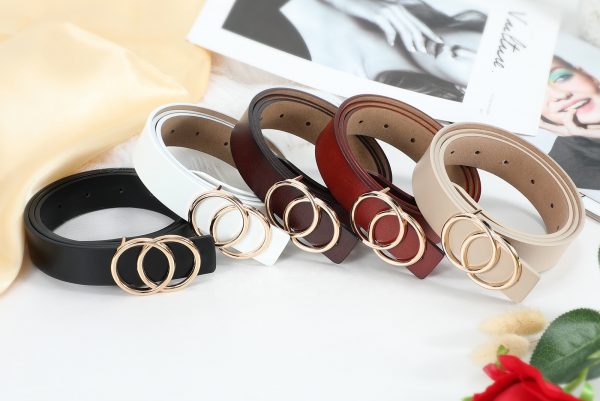 Double Ring Buckle Genuine Cowhide Leather Belt