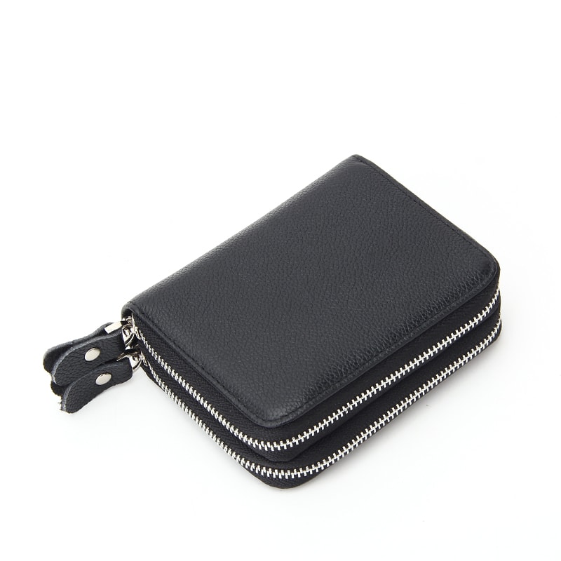 Leather Credit Card Wallet with Zipper