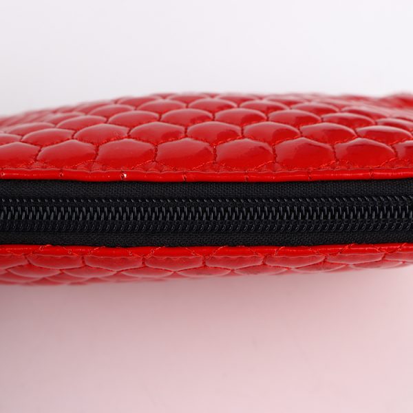 Custom logo PU leather wrist bag handled zipper pouch