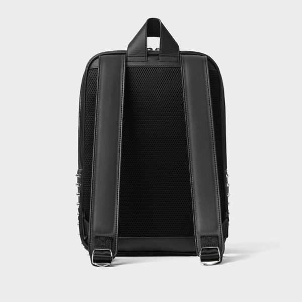 OEM custom logo black PU leather waterproof laptop backpack