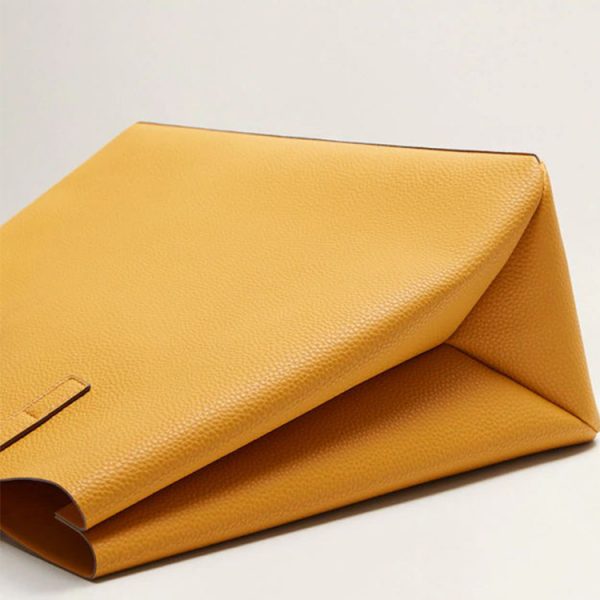 Custom yellow casual ladies vegan leather tote handbag