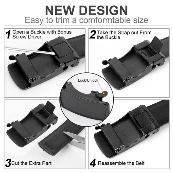 Men’s no holes with Automatic Buckle Leather Belt