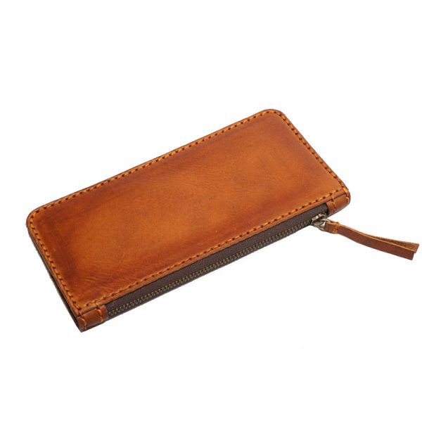 Low MOQ cow leather long purse RFID unisex wallet leather with zipper