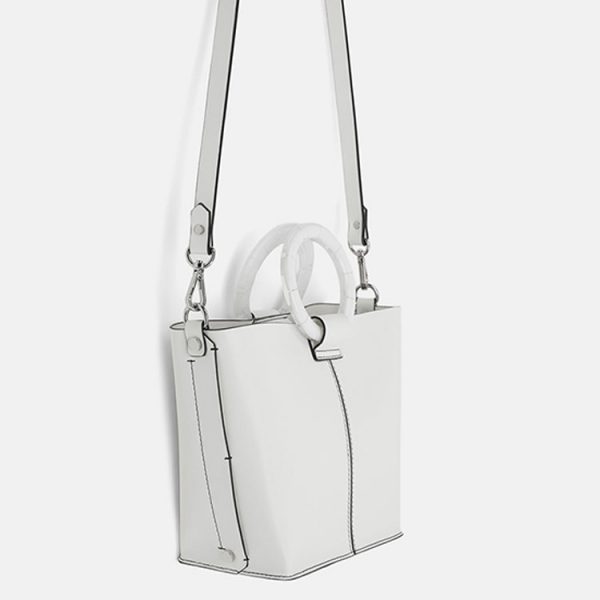 Custom faux PU leather white ladies handbag