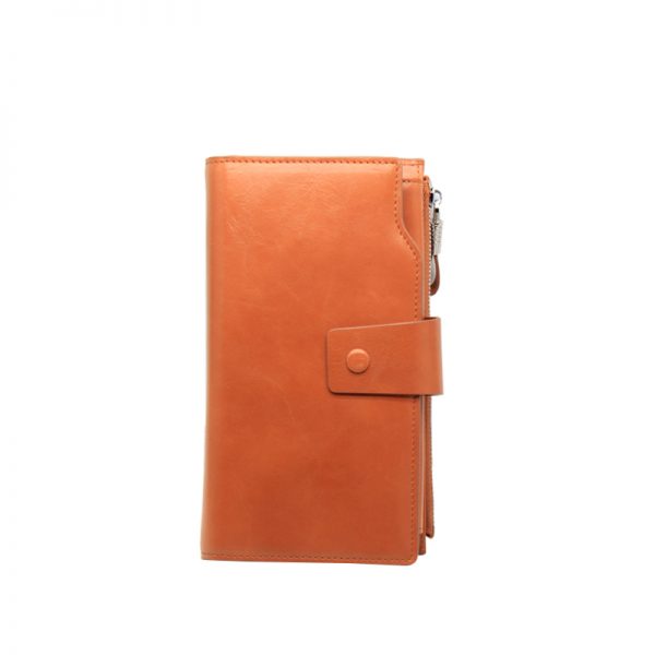 Wholesale women long vegetable tanned leather Clutch wallet