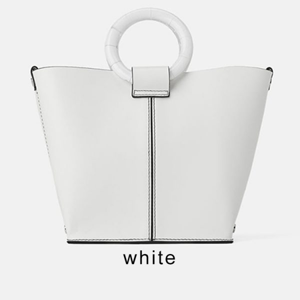 Custom faux PU leather white ladies handbag