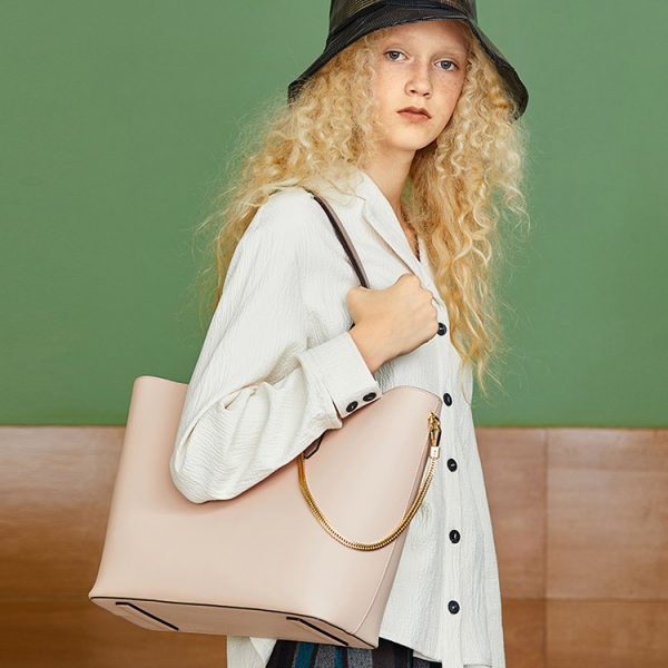 Custom fashion PU vegan leather classy tote shoulder handbag