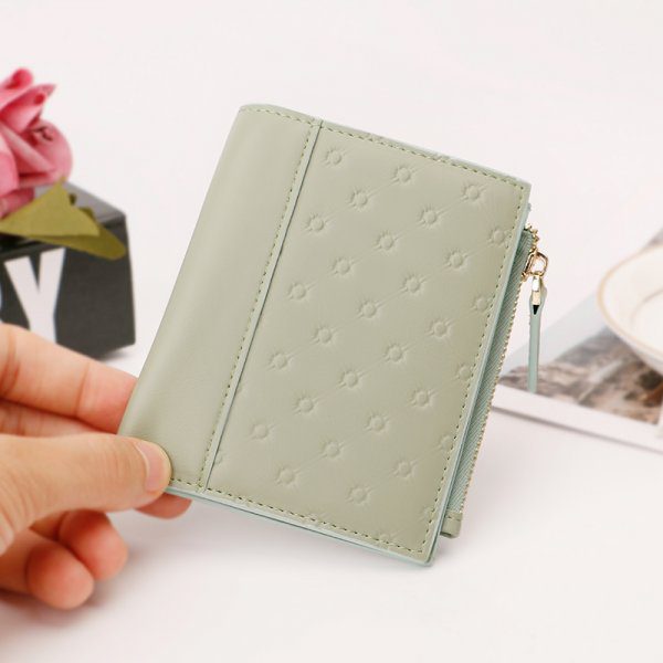 Women Compact Thin Embossed Bifold Wallet
