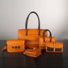 PU leather 5 piece set tote handbag with custom logo