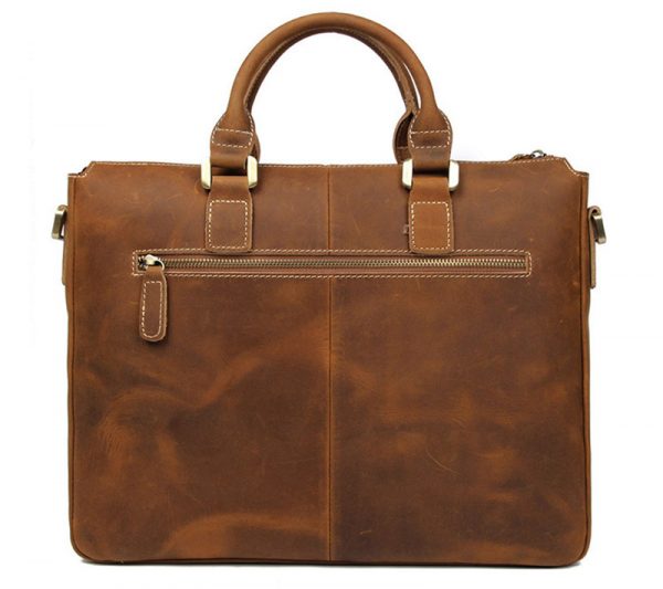 Men Crazy Horse Leather Briefcase Vintage 14″ Laptop Bag