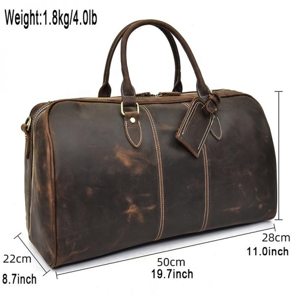 Crazy Horse Leather Gym Duffle Bag For Outdoor
