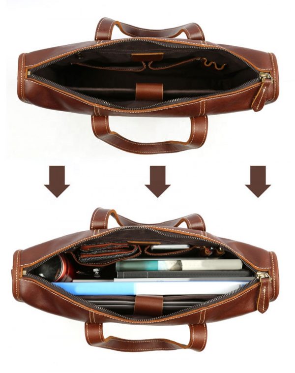 Fashion Genuine Leather Laptop Bag Men Business Briefcase