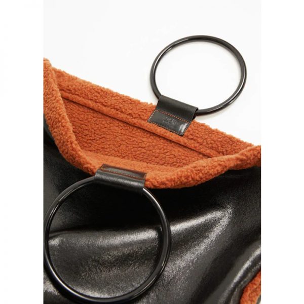 Custom black PU leather luxury ring handbag