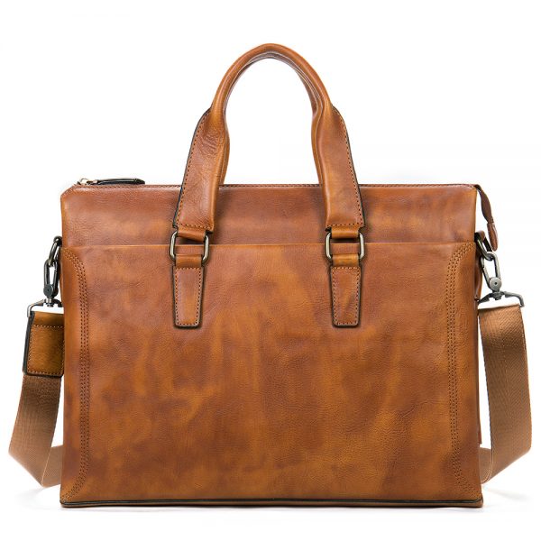 Cowhide leather briefcases for 14 inch notebook
